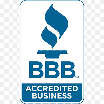 A bbb accredited business seal on a white background